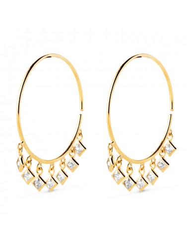 18K AROS ORO AMARILLO ABIERTOS CON HILO 0.75MM CON COLGANTES DE CIRCONITAS. ANCHO 20MM