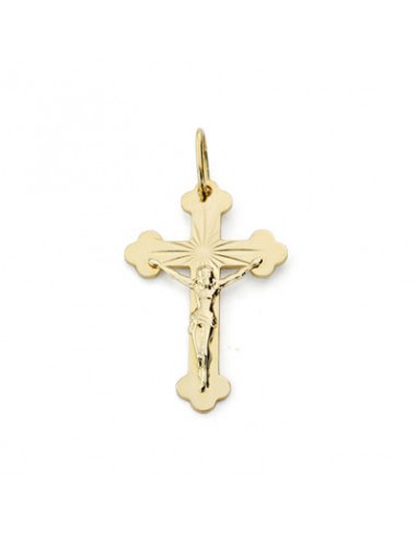 18K CRUZ CRISTO PLANA LAPIDADA. 20 X 13 MM.