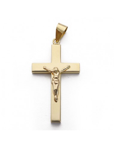 18K CRUZ CON CRISTO HUECA. 37 X 20 MM.