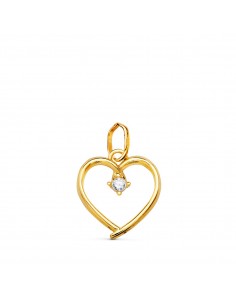 18K COLGANTE ORO AMARILLO CORAZON CON CIRCONITA DE 2 MM 13X12 MM C.AMOR
