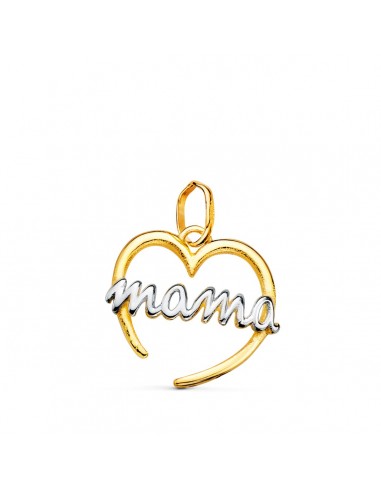 18K COLGANTE ORO BICOLOR CORAZON CON MAMA DE ORO BALNCO. 15X14 MM