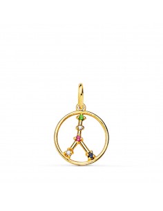 18K HOROSCOPO ORO AMARILLO CANCER CONSTELACIONES CIRCONITA 12 MM