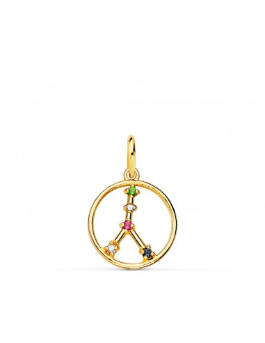18K HOROSCOPO ORO AMARILLO CANCER CONSTELACIONES CIRCONITA 12 MM