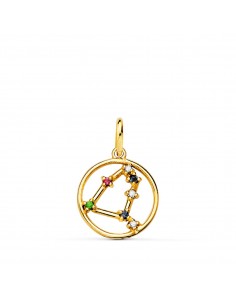 18K HOROSCOPO ORO AMARILLO CAPRICORNIO CONSTELACIONES CIRCONITA 12 MM