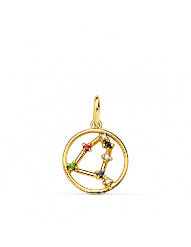 18K HOROSCOPO ORO AMARILLO CAPRICORNIO CONSTELACIONES CIRCONITA 12 MM