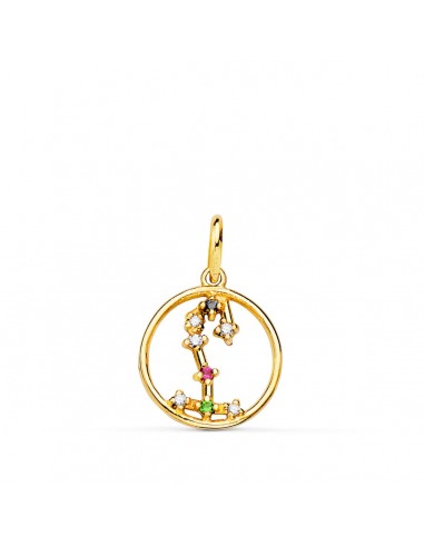 18K HOROSCOPO ORO AMARILLO ESCORPIO CONSTELACIONES CIRCONITA 12 MM