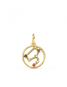 18K HOROSCOPO ORO AMARILLO LEO CONSTELACIONES CIRCONITA COLOR 12 MM