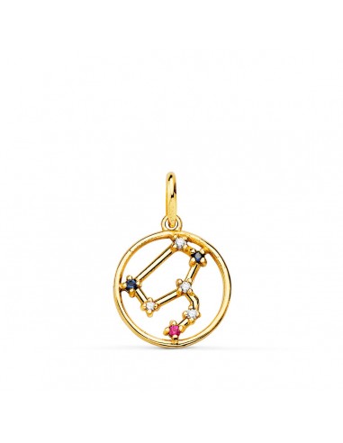 18K HOROSCOPO ORO AMARILLO LEO CONSTELACIONES CIRCONITA COLOR 12 MM