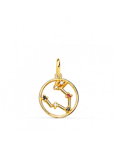 18K HOROSCOPO ORO AMARILLO PISCIS CONSTELACIONES CIRCONITA 12 MM