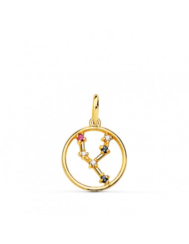 18K HOROSCOPO ORO AMARILLO TAURO CONSTELACIONES CIRCONITA COLOR 12 MM