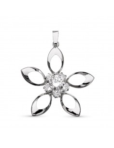 18K COLGANTE ORO BLANCO FLOR. 30 X 29 MM.