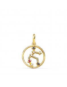 18K HOROSCOPO ORO AMARILLO VIRGO CONSTELACIONES CIRCONITA COLOR 12 MM