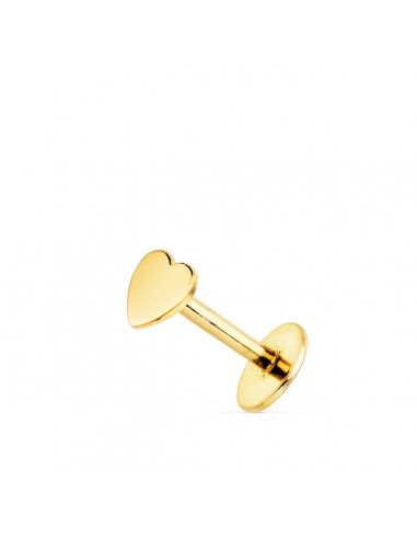 18K PIERCING DE OREJA ORO AMARILLO CON CORAZON 5 X 3 MM. CIERRE TUERCA