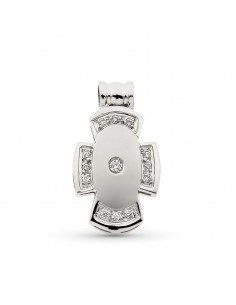 18K CRUZ HUECA ORO BLANCO CON CIRCONITA 21X12 MM