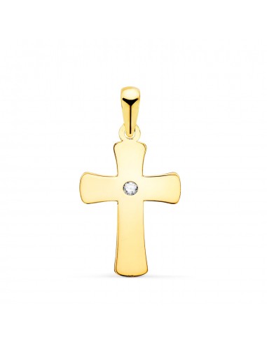18K CRUZ ORO AMARILLO LISA EN BRILLO CON CIRCONITA 20 X 12 MM