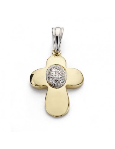 18K CRUZ BICOLOR CIRCONITA 23X17 MM