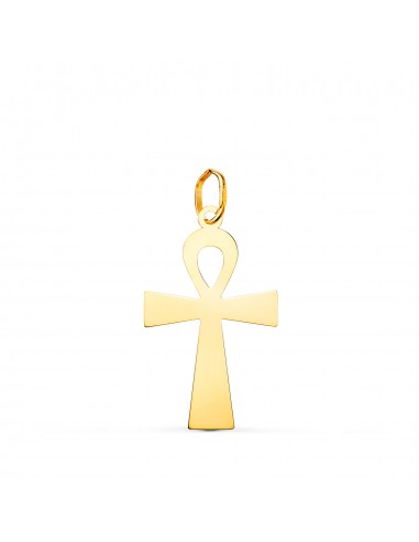 18K COLGANTE ORO AMARILLO BRILLO CRUZ DE LA VIDA EGIPCIA  22 X 13 MM AMULETO EGIPCIO ANKH