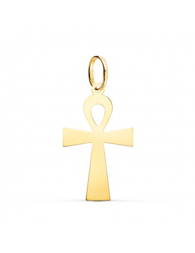 18K COLGANTE ORO AMARILLO BRILLO CRUZ DE LA VIDA EGIPCIA  28 X 16 MM  AMULETO EGIPCIO ANKH