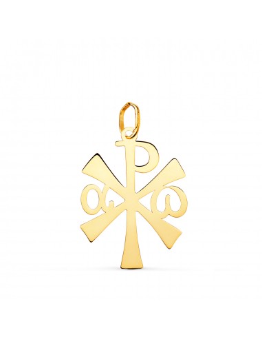 18K COLGANTE ORO AMARILLO CRUZ CRISMON BRILLO 22 X 14 MM
