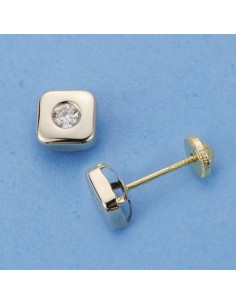 18K PENDIENTES ORO AMARILLO CUADRADOS. 6 X 6 MM.