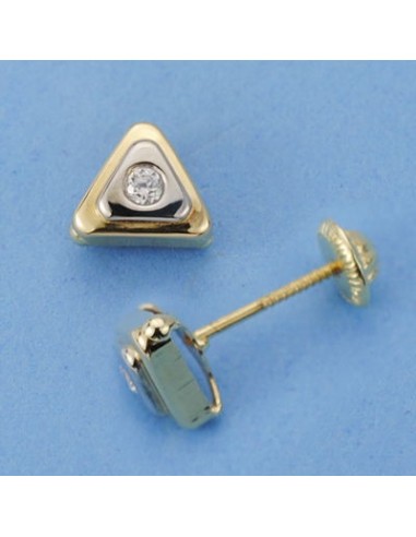 18K PENDIENTES ORO BICOLOR TRIANGULO. 7 X 7 MM.