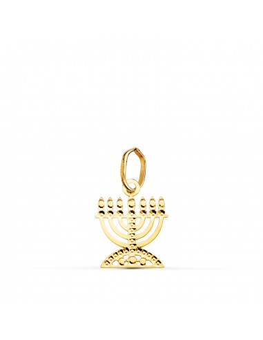 18K COLGANTE " MENORAH " CANDELABRO DE LOS 7 BRAZOS  AMULETO ORO AMARILLO TALLADO 12 X 10 MM