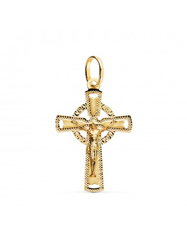 18K CRUZ ORO AMARILLO CON CRISTO TALLADA 28 X 18 MM