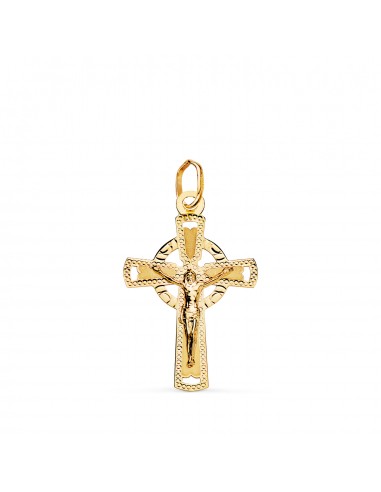 18K CRUZ ORO AMARILLO CON CRISTO TALLADA 23 X 15 MM