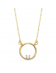 18K GARGANTILLA ORO AMARILLO MOTIVO REDONDO CON CIRCONITA. ANCHO: 12MM CADENA: 40 2 CM