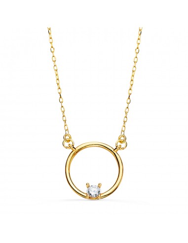 18K GARGANTILLA ORO AMARILLO MOTIVO REDONDO CON CIRCONITA. ANCHO: 12MM CADENA: 40 2 CM