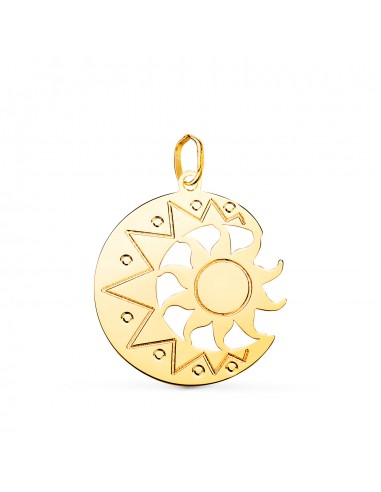 18K COLGANTE ORO AMARILLO DE LUNA CON SOL EN BRILLO 22 X 21MM