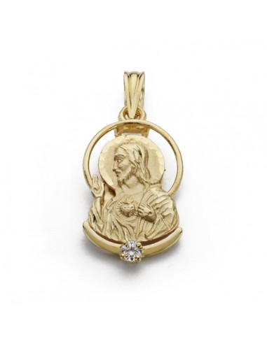 18K COLGANTE ORO AMARILLO CRISTO SAGRADO CORAZON DE JESUS SILUETA 21X11 MM