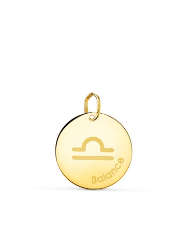18K HOROSCOPO ORO AMARILLO LIBRA EN FRANCES BRILLO 16 MM