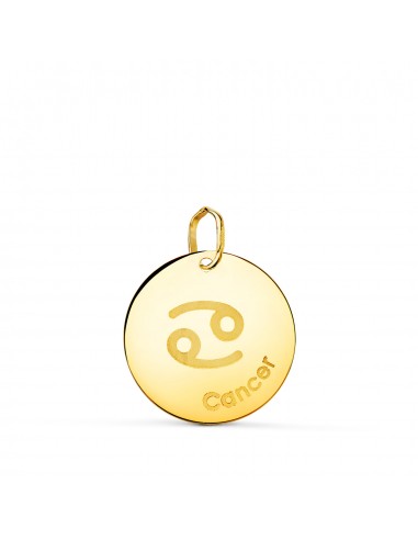 18K HOROSCOPO ORO AMARILLO CANCER EN FRANCES BRILLO 16 MM