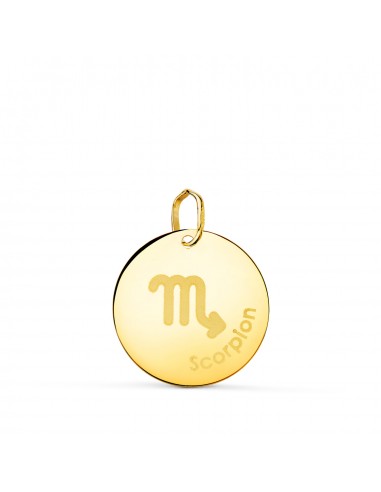 18K HOROSCOPO ORO AMARILLO ESCORPIO EN FRANCES BRILLO 16 MM