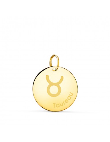 18K HOROSCOPO ORO AMARILLO TAURO EN FRANCES BRILLO 16 MM