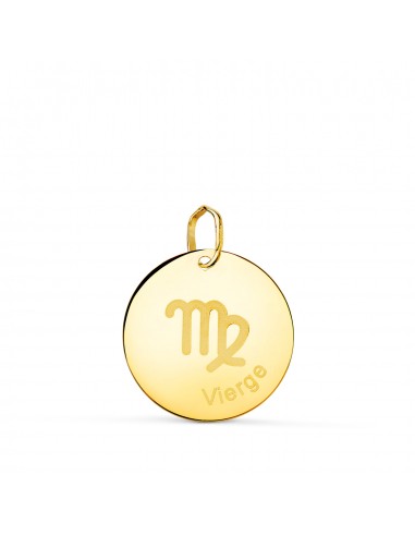 18K HOROSCOPO ORO AMARILLO VIRGO EN FRANCES BRILLO 16 MM