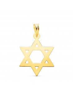 18K COLGANTE ORO AMARILLO ESTRELLA DE DAVID BRILLO 22 X 17 MM