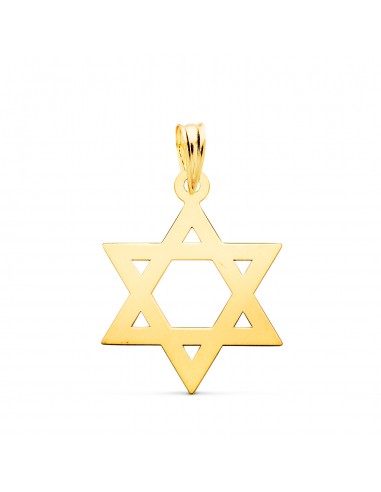 18K COLGANTE ORO AMARILLO ESTRELLA DE DAVID BRILLO 22 X 17 MM