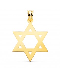 18K COLGANTE ORO AMARILLO ESTRELLA DE DAVID BRILLO 33 X 26 MM