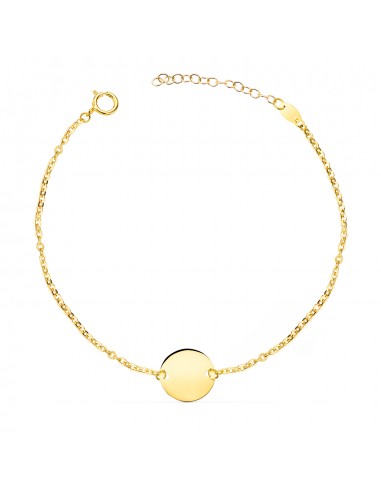 18K PULSERA ORO AMARILLO DISCO EN BRILLO REDONDO 12 MM. LARGO: 18   3 CM