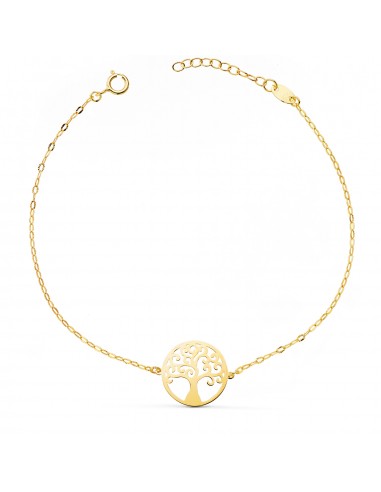 18K PULSERA ORO AMARILLO ARBOLDE LA VIDA 14MM CADENA TALLADA. LARGO: 17 3 CM
