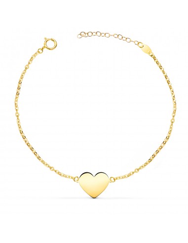 18K PULSERA ORO AMARILLO CORAZON EN BRILLO 12X10 MM. LARGO: 18 2 CM C. AMOR