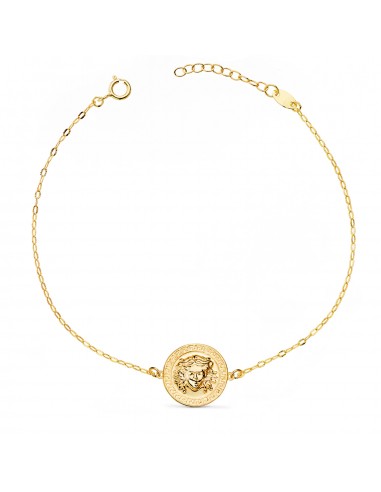 18K PULSERA ORO AMARILLO MEDUSA BRILLO 12MM CADENA TALLADA. LARGO: 18-3 CM