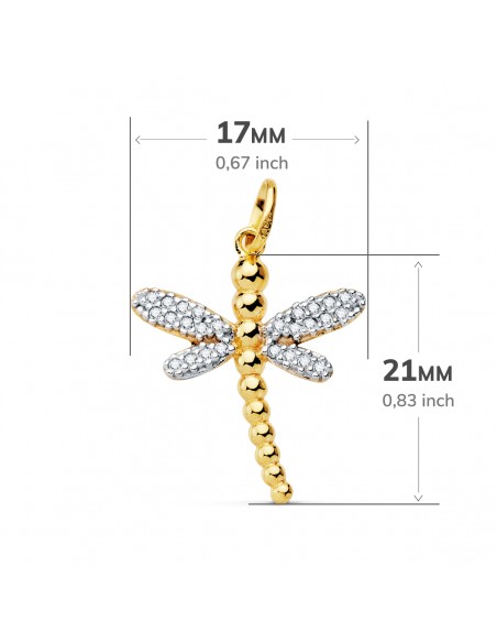 18K COLGANTE BICOLOR LIBELULA. 21 X 17 MM.