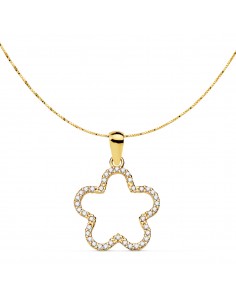 18K COLGANTE ESTRELLA CIRCONITAS 16 X 16MM. CADENA VENECIANA 42+3 CM.