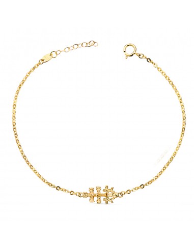 18K PULSERA ORO AMARILLO CON CRUZ CARAVACA 19X9 MM. LARGO: 18 3 CM