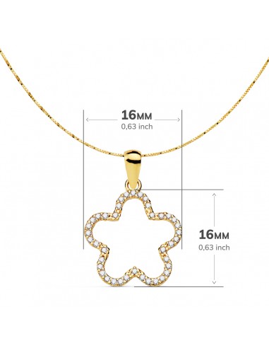 18K COLGANTE ESTRELLA CIRCONITAS 16 X 16MM. CADENA VENECIANA 42+3 CM.
