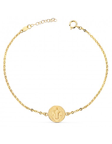 18K PULSERA ORO AMARILLO CON MEDALLA ORO AMARILLO SAN BENITO 12 MM.  LARGO: 18+2 CM