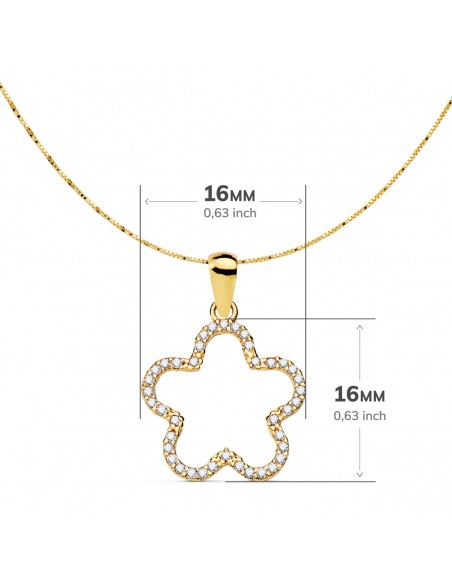 18K COLGANTE ESTRELLA CIRCONITAS 16 X 16MM. CADENA VENECIANA 42+3 CM.